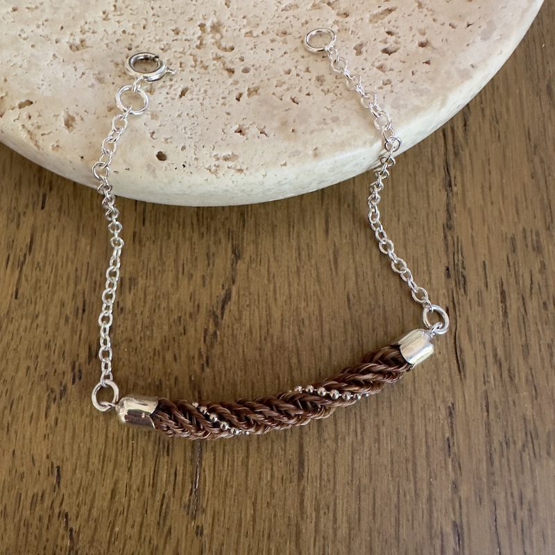 Single braid with Sterling Silver Beading Bracelet