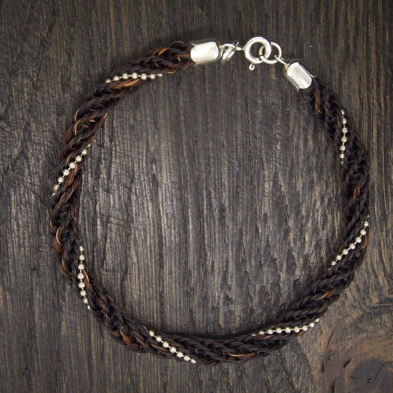 Classic Horsehair Bracelet with Sterling Silver Beading